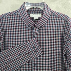 Mizzen+Main Size Medium Classic Fit Performance Button Down Shirt Gingham Check